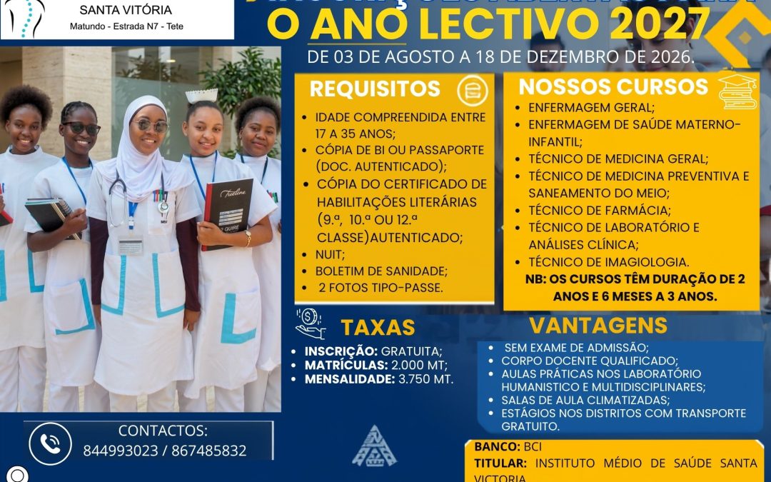 Inscrições Abertas para o Ano Letivo 2027